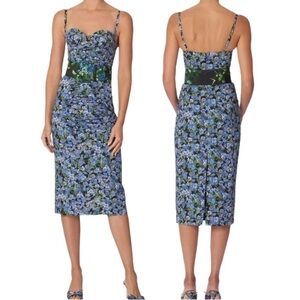 CAROLINA HERRERA Anemone Print Ruched Midi Cocktail
Sleeveless Dress NEW size 8